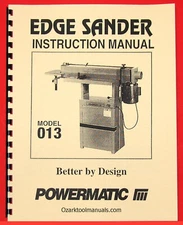 POWERMATIC Model 013 Edge Sander Owners Instructions Parts Manuals 1004