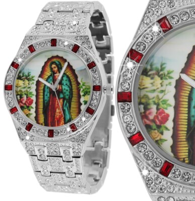 Herrenuhr Quarz Bling Luxus Silber Maria Christ Kirche Kristall 280/055 KingStar