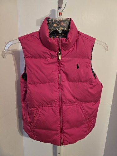 Polo Ralph Lauren Girls Reversible Pink/Floral Down Puffer Vest Size XL (16) - Picture 2 of 9