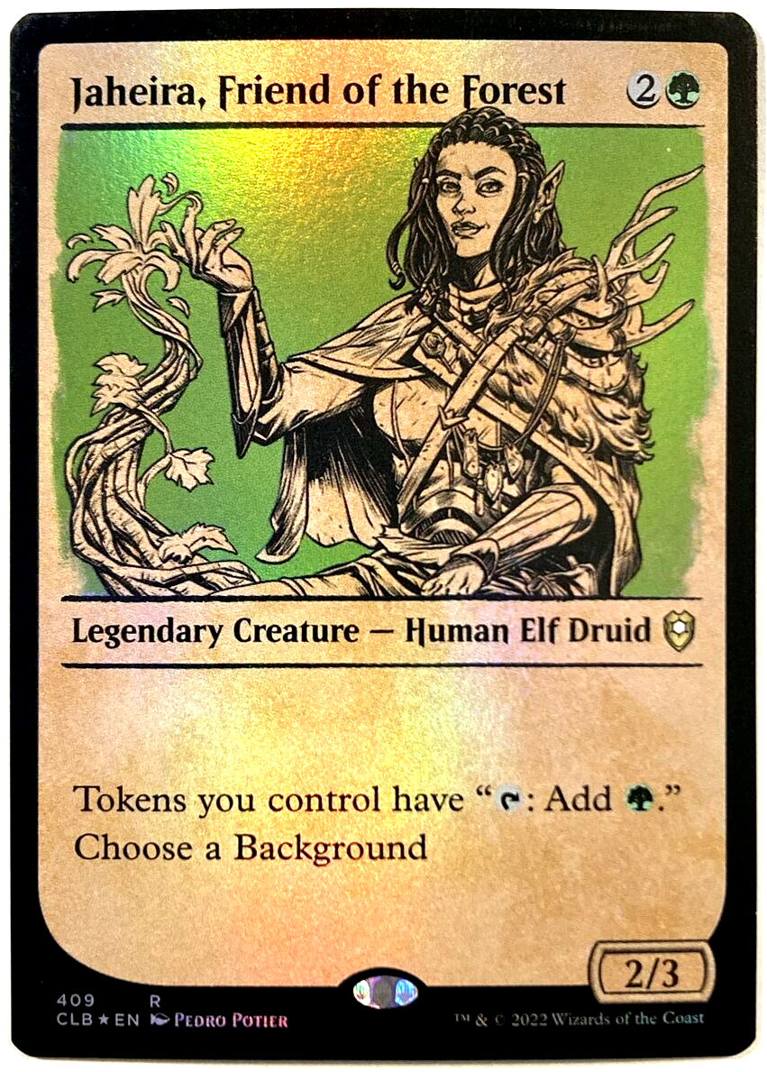 jaheira mtg card MTG Jaheira, Friend of the Forest SHOWCASE FOIL Commander Legends Baldur's  Gate