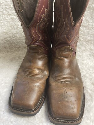 justin boots mens 9.5 Leather Brown &burgundy Square Toe | eBay display picture 1
