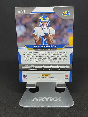2020 PANINI PRIZM VAN JEFFERSON ROOKIE BASE CARD # 377 LOS ANGELES RAMS RC - Picture 2 of 2