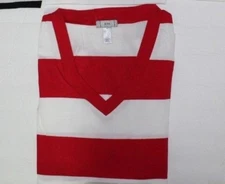 NIB Beautiful DIVA Junior Girl's Red Striped V Neck T Shirt Size M