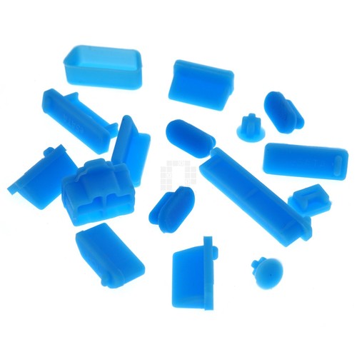 Housses anti-poussière en silicone 16 pièces pour ordinateur portable et appareils mobiles, bleu, USB - Photo 8 sur 19