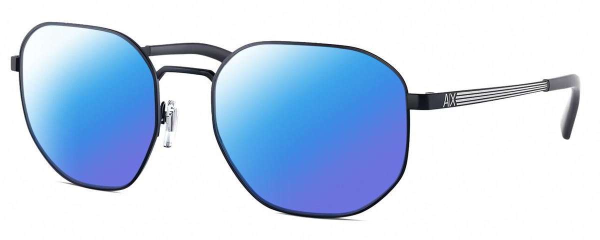 Armani Exchange AX2036 Unisex Hexagonal Polarized Sunglasses Navy