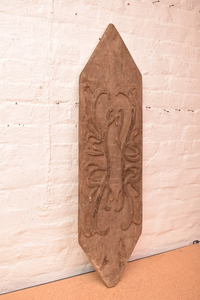 "Antiguo escudo Dayak de madera tallada a mano Kliau Borneo Headhunter arte oceánico 39""" Foto 2 de 4
