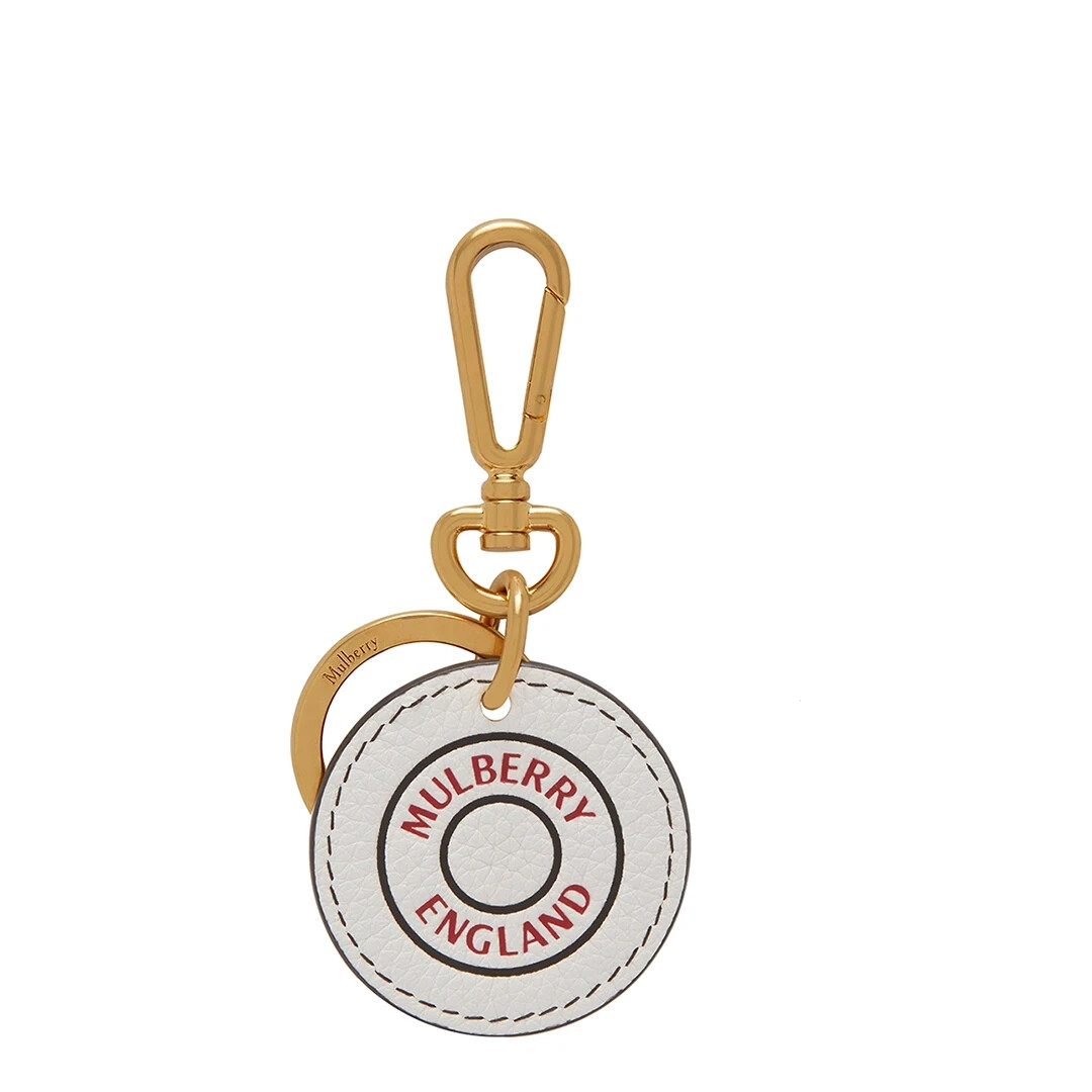 MULBERRY White Grain Leather Key Ring / Bag Charm eBay