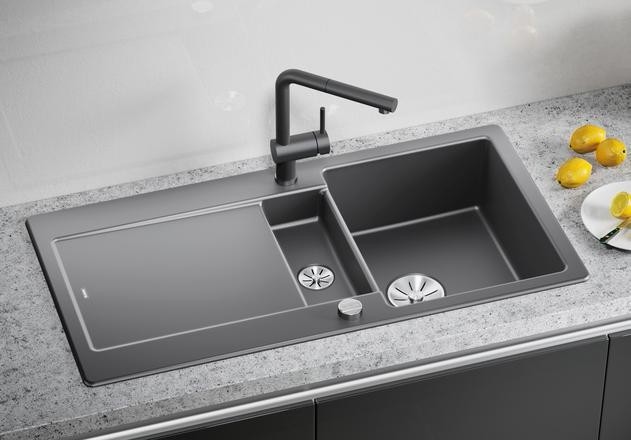 Blanco Keramik Spülbecken Idento 6S schwarz PuraPlus mit