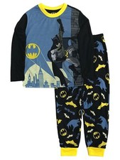 Batman Boys Lightweight Blue  Black Super Hero Pajamas Sleep Set