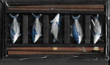 Gift Set 5 Blue & White Fishe Chopstick Holders w/Chopsticks - NEW