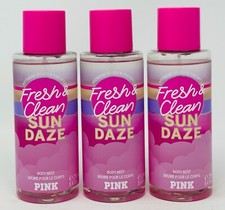 FRESH CLEAN SUN DAZE VICTORIA'S SECRET PINK FRAGRANCE MIST BODY PERFUME SET OF 3