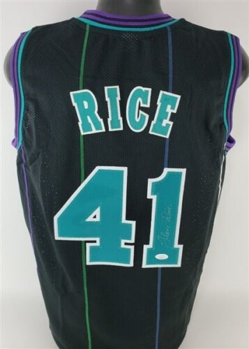 Glen Rice Signed Charlotte Hornets Black Pinstriped Jersey (JSA COA) 3xAll Star - Picture 1 of 7