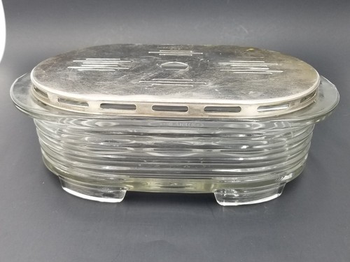 RARE Antique REXCALORIS SUPER German Swiss Crystal Food Keeper W Lid Art Deco  - Photo 1/6
