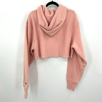 CHAMPION USA Baby Pink Cropped Comfy Cozy Hoodie Sweatshirt Size Medium