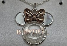DISNEY Minnie Mouse Silver Plated Jewelry Necklace Chain Crystal Pendant