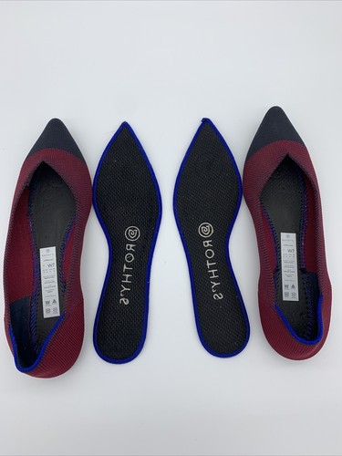 Rothy’s The Point Crimson Cap Toe Black Women’s W7 Flats Retired Slip On Rothy - Picture 19 of 24