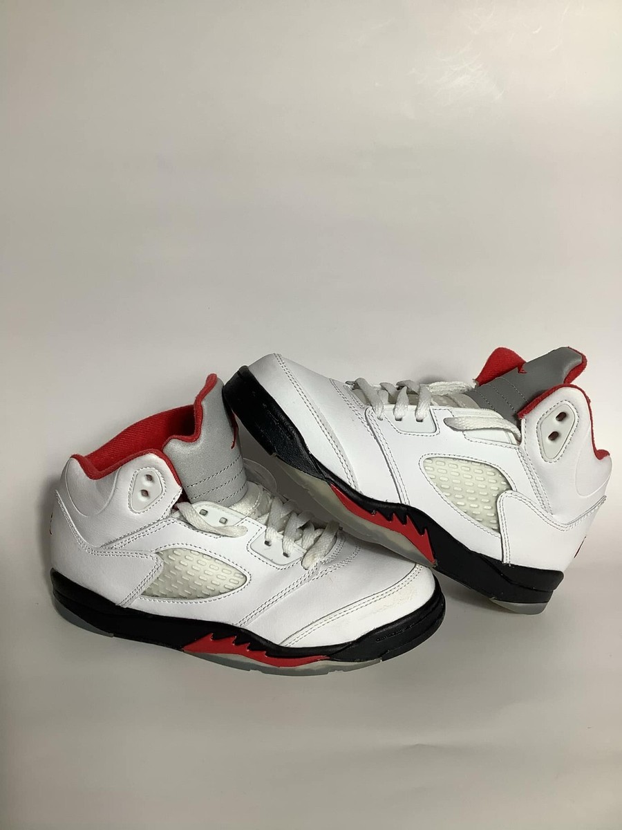 Nike Air Jordan 5 Retro (PS) Fire Red Silver Sneakers #440889-102