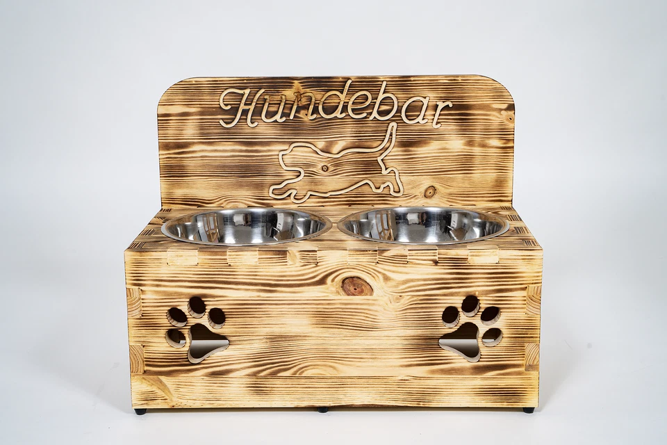 Hundebar XXL 2x1600mL Hundebar Futterbar Napfhalter mit Rückwand große Hunde