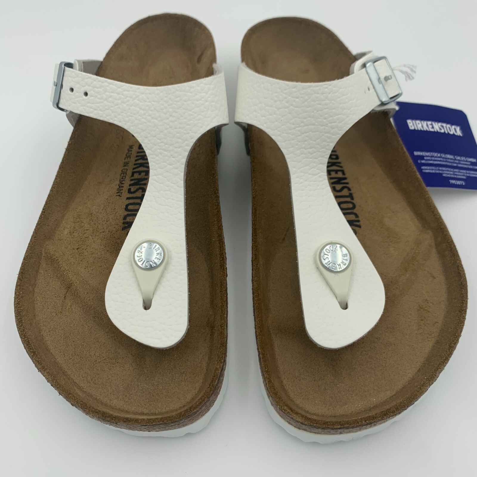Birkenstock New w/o Box Gizeh White Natural Leather Regular Width - Select Size