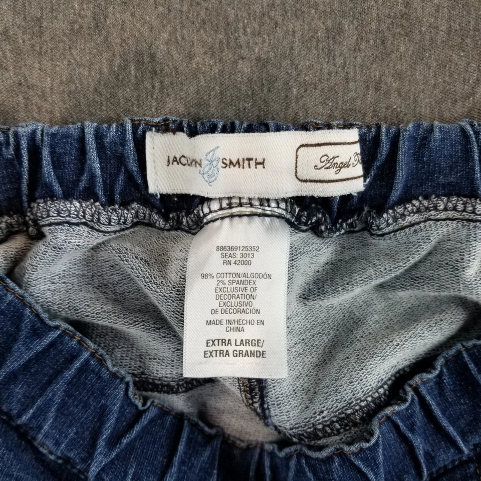 Pantalones de mezclilla Jaclyn Smith para mujer talla extra grande lavado oscuro cintura elástica bonitos Foto 3 de 4