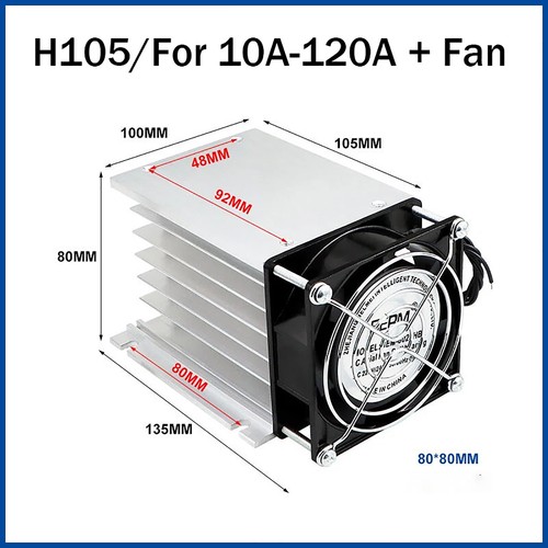 Aluminium Kühlkörper Kühlrippe Kühler Heat Sink 10-120A für SSR Halbleiterrelais - Picture 16 of 18