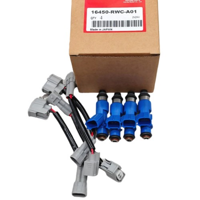 #ad 4x New OEM RDX 410cc Denso Fuel Injectors w Plug amp; Play Adapters for Honda Acura $152.20