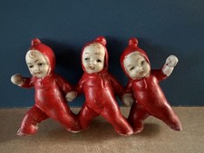 Decoración de Pastel Bisque Vintage Rojo Nieve Bebé Unido RARO 3.25" 8 cm Largo