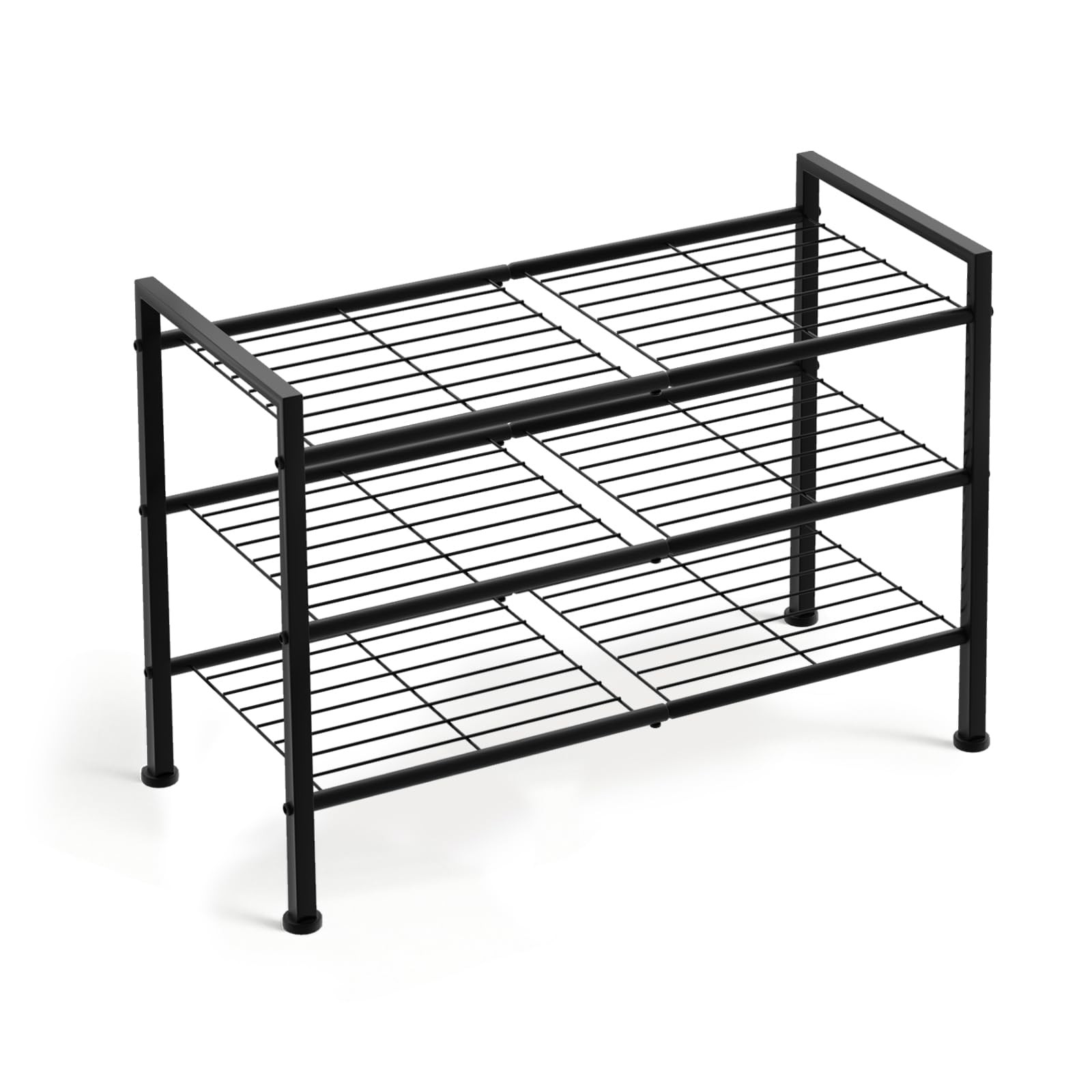 Simple 3 Tier Shoe Rack,Metal Stackable Shoe Storage Organizer for Closet,Ent...