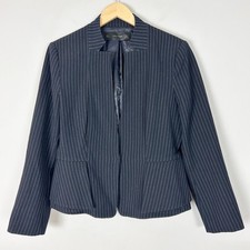Zara Navy Pinstripe Blazer Jacket Modern Classic Career Size Large Women's