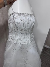 Couture Eve of Milady Wedding Gown, Custom Beading & Straps, Detachable Train
