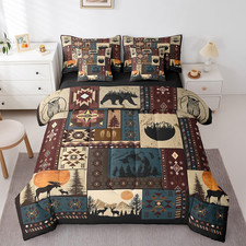 Bohemian Deer 7 Piece Bedding Sets King Bear Wildlife Hunting Theme Comforter Se