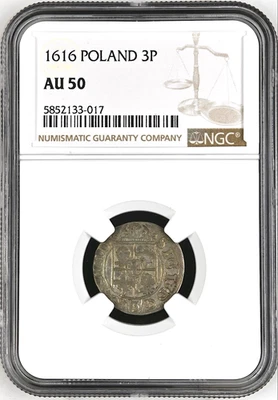POLAND 1616 3 POLKER NGC AU50 133017 - Image 1 of 2