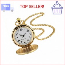 I-MART Smooth Vintage Pocket Watch with Chain Gold