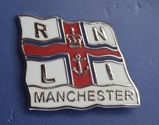 Manchester RNLI R N L I Lifeboat Charity Flag Pin Badge