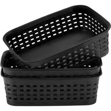 3 Pack Plastic Storage Baskets for Cabinets,Small Plastic Basket,Organizer Bi...
