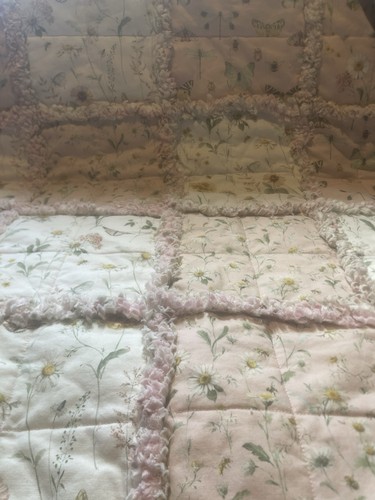 Pretty Pink Baby Girl Floral Rag Quilt 