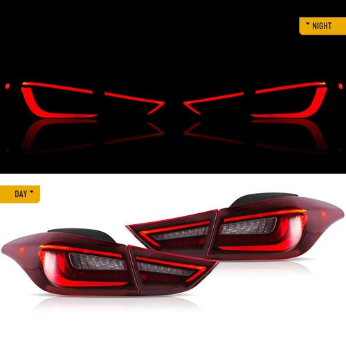 Par de luces traseras LED COMPLETAS VLAND rojas para Hyundai Elantra 2011-2015 con secuencial - Imagen 10 de 18