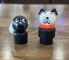 Vintage 1960’s & 1970’s Fisher Price Little People Wooden Black Dogs