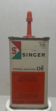 Vtg Singer Sewing Machine Oil 4 oz Metal Tin Handy Oiler 75 Cent Approx 75% Full