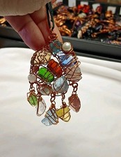 Artisanal Jewelry Sea Glass With Gemstone Beads Pendant Item 26358