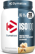 Dymatize ISO100 Whey Protein Isolate, Gourmet Vanilla, 25g Protein, 20 Servings