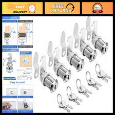 Keyed Alike Cam Locks for Cabinets Drawers, 1-1/8" Cylinder, Zinc Alloy, 5 Pcs