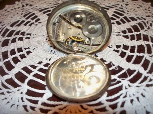 Antique Waltham Sterling Silver Pocket Watch Parts for Scrap good 98 grams total