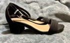 EUC Womens Torrid Black Velvet Block Heel Sandal Shoes 7.5W Ankle Strap Open Toe — photo 3