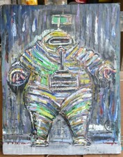 A Twilight Zone Invader   original 8x10 new card panel oil painting by Crowell