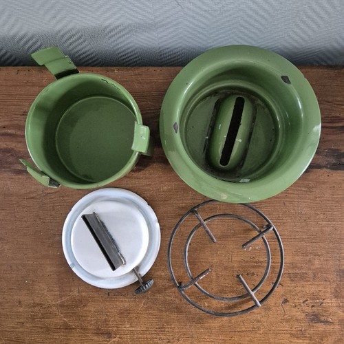 Vtg Enamelware Stove Kerosene 1-wick Campstove camping cooker Paraffin green - Picture 6 of 7