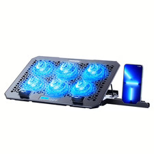 RGB Gaming Laptop Cooling Pad Adjustable Stand Phone Holder 15.6  19.3in