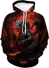 Demon Dragon Hoodie   Dark Flame Fantasy Sweatshirt