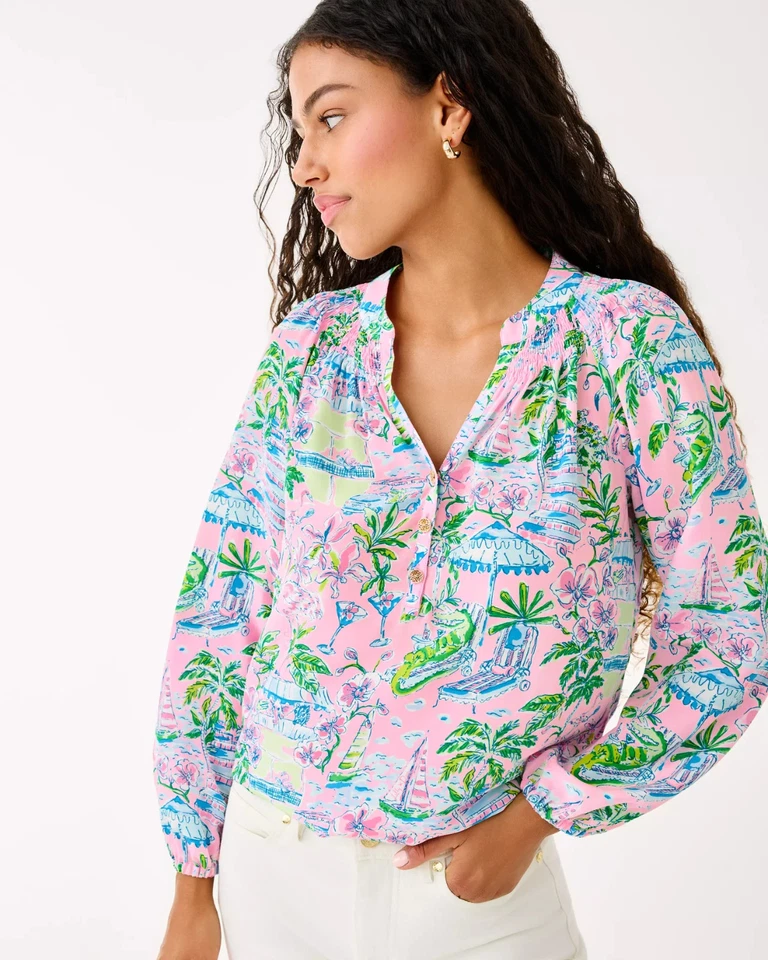NWT Lilly Pulitzer Elsa Silk Top Conch Shell Pink Sunny Dee Full Size ... - Image 2 of 4