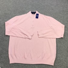 Club Room Sweater Mens 2XL Pink 1/4 Zip Mock Neck Tight Knit Pullover New Tags